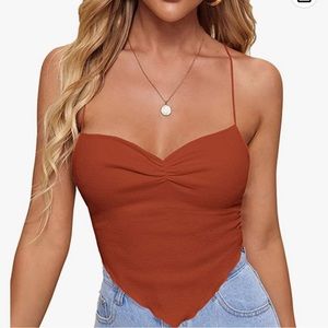 Verdusa Women's Criss Cross Backless Strappy Asymmetrical Hem Crop Cami Top